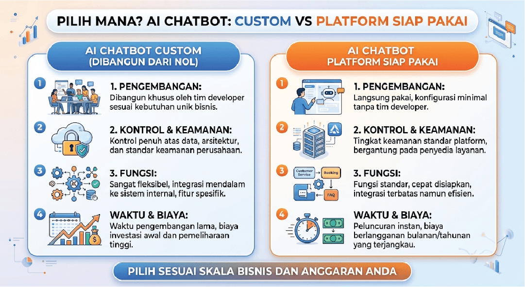 AI Chatbot Custom vs Platform Siap Pakai